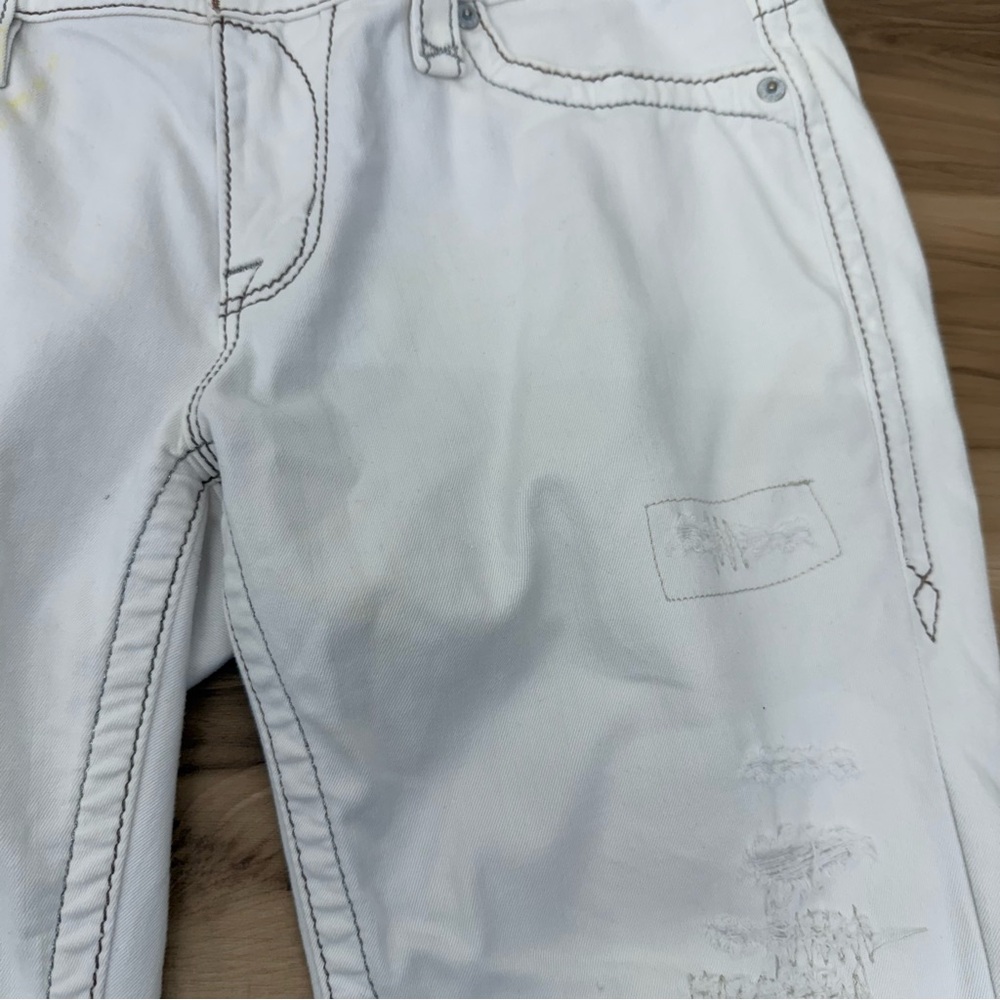 Rock Revival White Distressed Straight Leg Jeans V18 - Picture 3 of 9